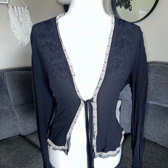 Y2k the limited black silk top sz l - Picture 3 of 6